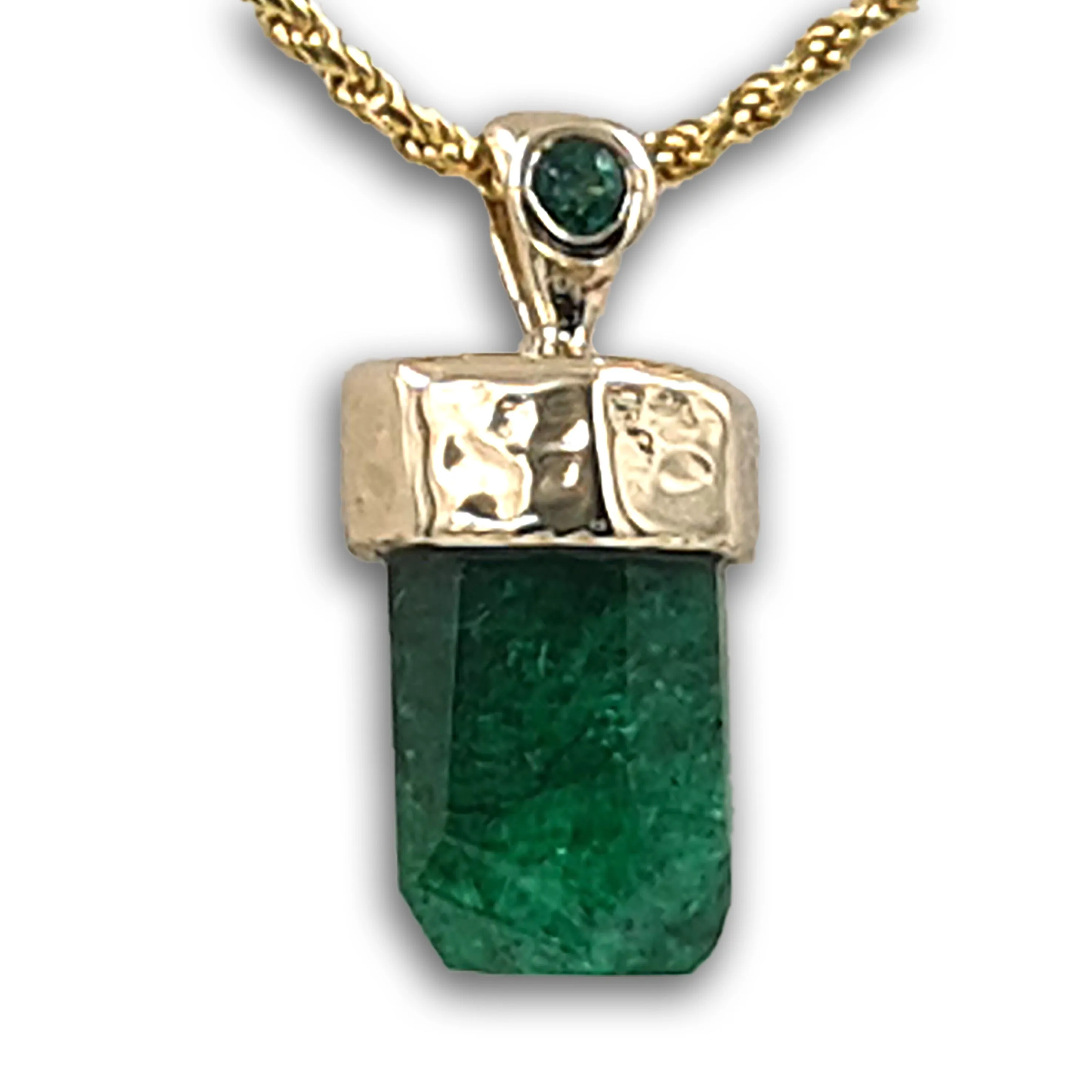 Natural Emerald 14K gold pendant