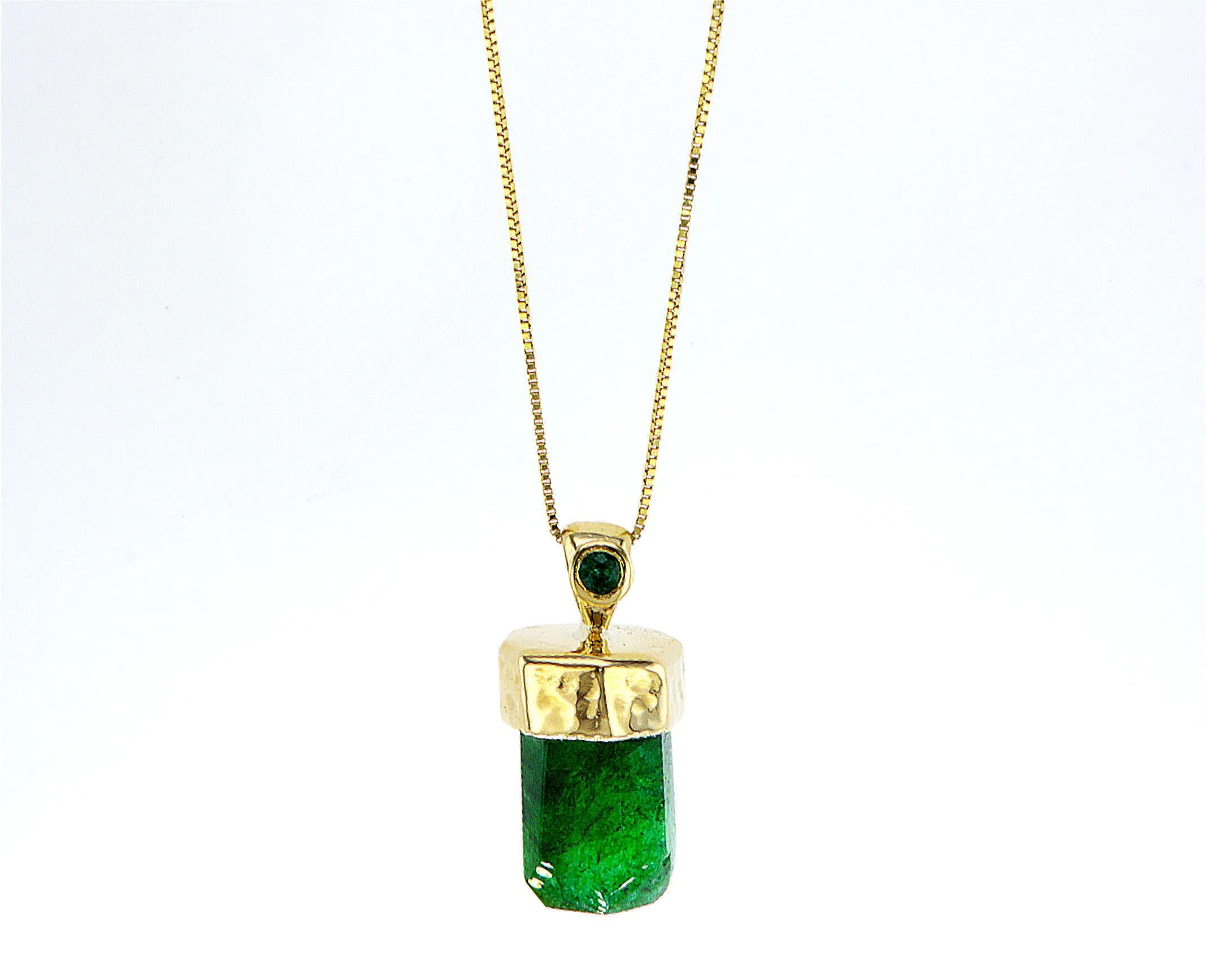 Natural Emerald 14K gold pendant