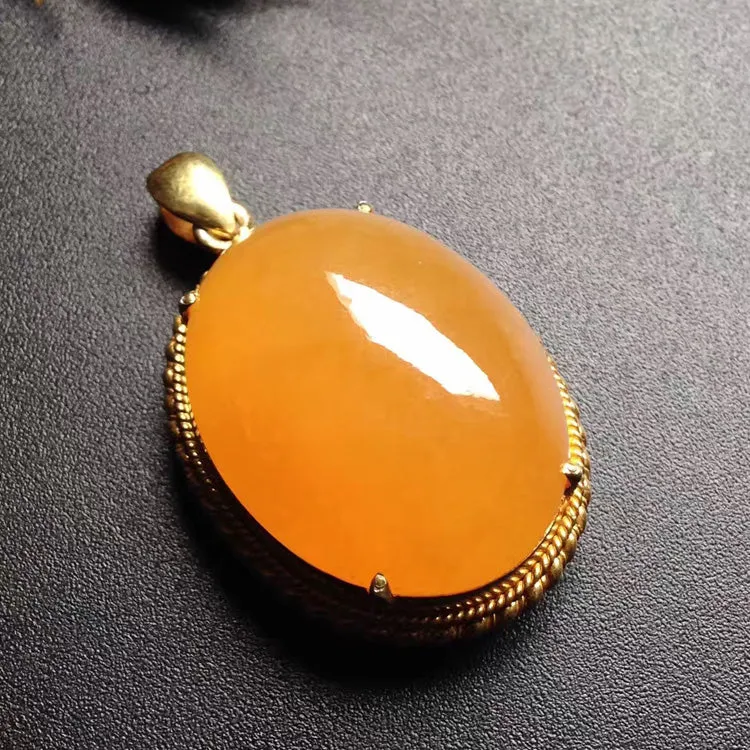 Natural Jade Pendant Jadeite Gold Pendant PT265