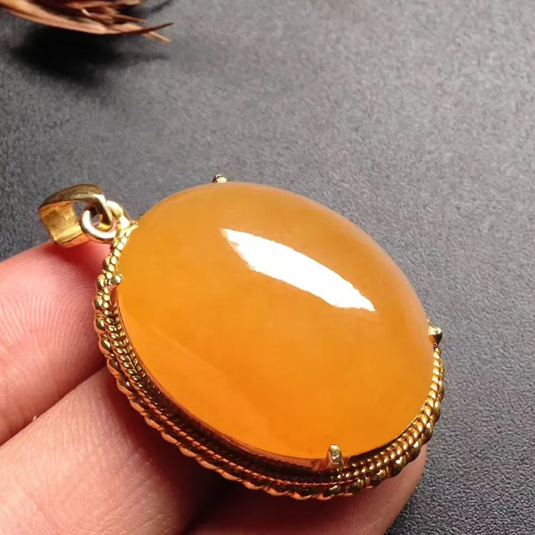 Natural Jade Pendant Jadeite Gold Pendant PT265