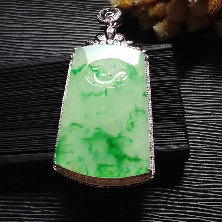 Natural Jade Pendant Jadeite Gold Pendant PT488