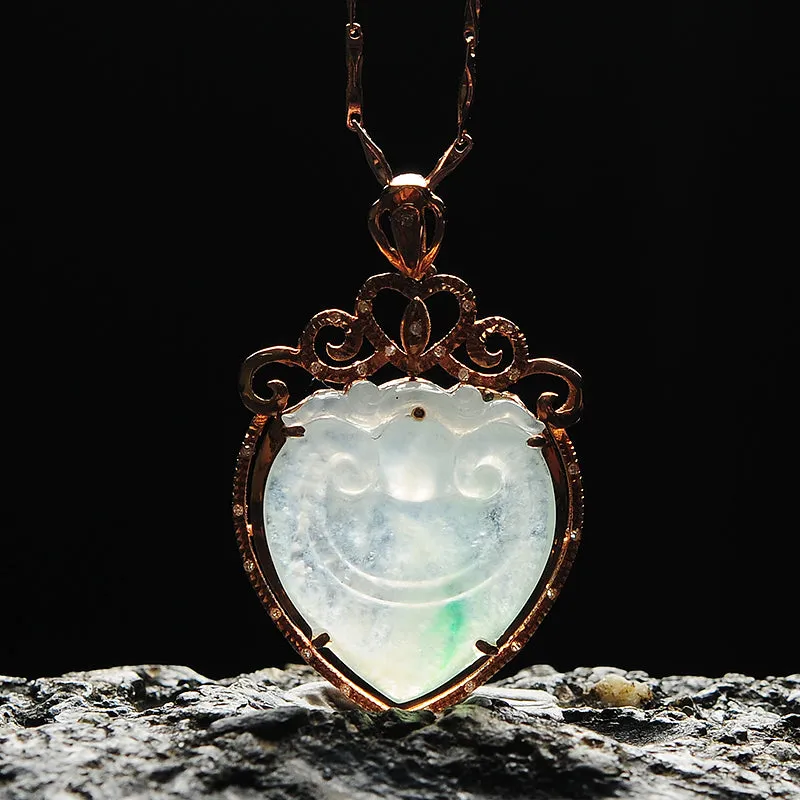 Natural Jade Pendant Jadeite Gold Pendant PT82
