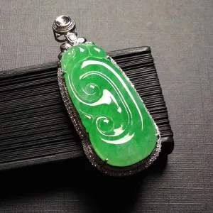 Natural Jade Pendant Jadeite Gold Ruyi Pendant PT428