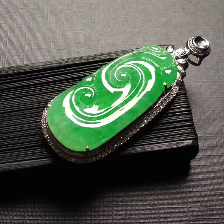 Natural Jade Pendant Jadeite Gold Ruyi Pendant PT428