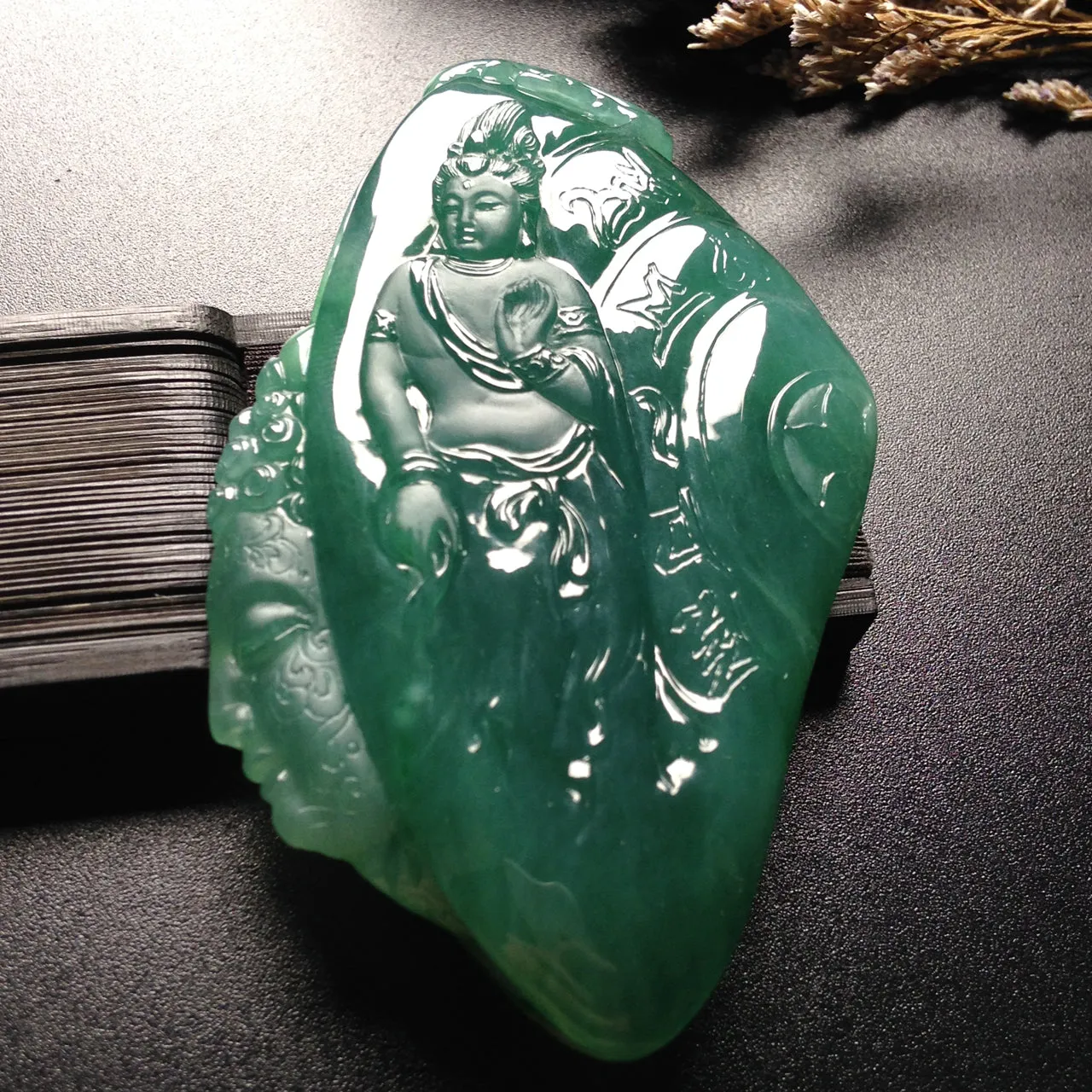Natural Jade Pendant Jadeite Guan Yin Pendant PT294