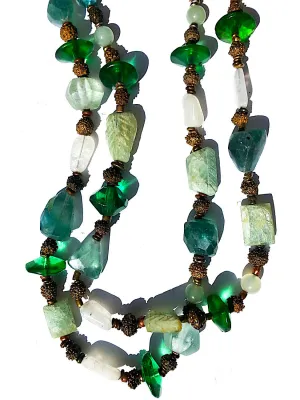 Necklace Aquamarine Moonstone Glass Mix