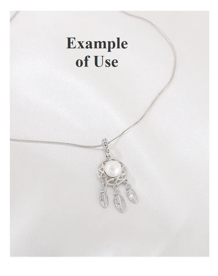 Necklace Pendant Blank Setting Dream Catcher Charm 13x37mm Sterling Silver Fine 925 For One Bead No Prong DIY Jewelry Finding Wholesale 1pc