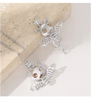 Necklace Pendant Blank Setting Halloween Charm 24x25mm Sterling Silver Fine 925 For One Bead No Prong DIY Jewelry Finding Wholesale 1pc