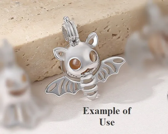 Necklace Pendant Blank Setting Halloween Charm 24x25mm Sterling Silver Fine 925 For One Bead No Prong DIY Jewelry Finding Wholesale 1pc