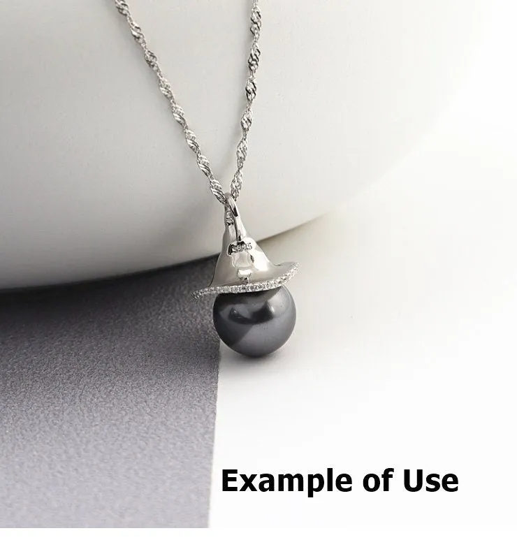 Necklace Pendant Blank Setting Hat Charm 16x24mm Sterling Silver Fine 925 For One Bead No Prong DIY Jewelry Finding Wholesale 1pc