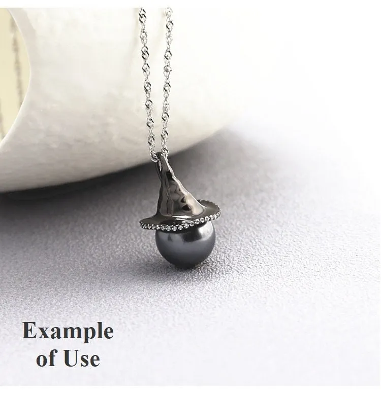 Necklace Pendant Blank Setting Hat Charm 16x24mm Sterling Silver Fine 925 For One Bead No Prong DIY Jewelry Finding Wholesale 1pc