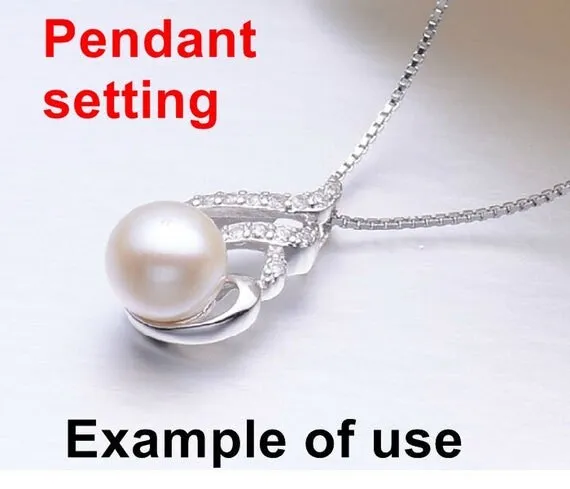 Necklace Pendant Setting Blank 7mm 1pc 0.7g 925 Sterling Silver Leaf Shape Base for 1 Pearl Bead CZ Semi Mount Wholesale Available