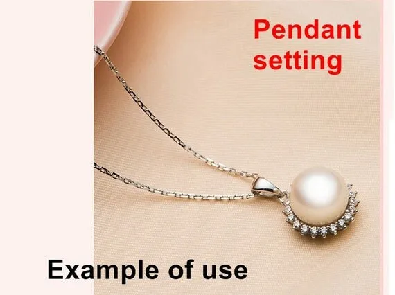 Necklace Pendant Setting Blank 9.5mm 1pc 1.8g 925 Sterling Silver Flower Shape Base for 1 Pearl Bead CZ Semi Mount Wholesale Available