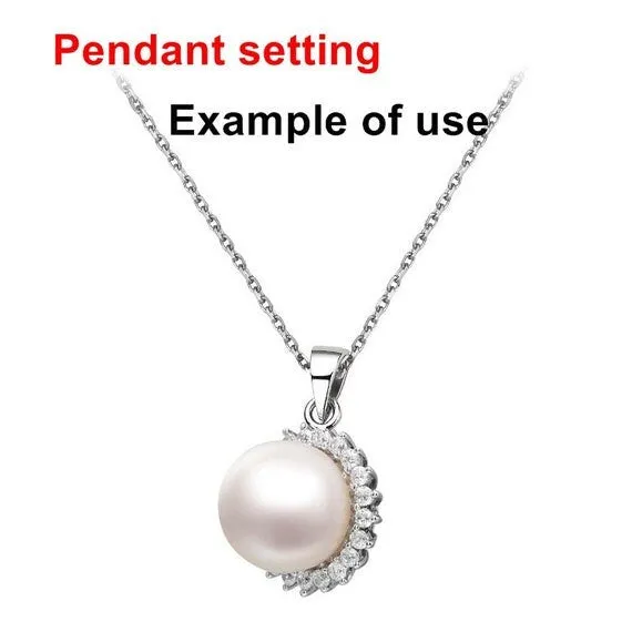 Necklace Pendant Setting Blank 9.5mm 1pc 1.8g 925 Sterling Silver Flower Shape Base for 1 Pearl Bead CZ Semi Mount Wholesale Available