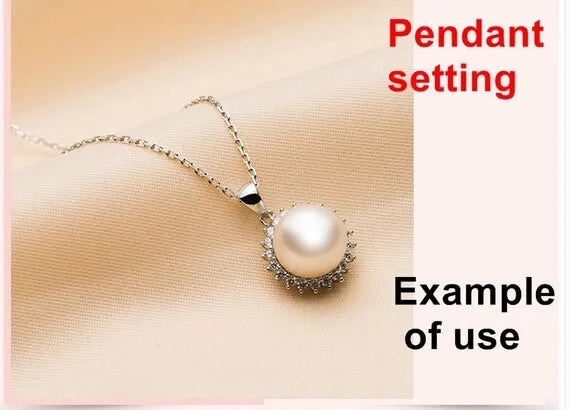 Necklace Pendant Setting Blank 9.5mm 1pc 1.8g 925 Sterling Silver Flower Shape Base for 1 Pearl Bead CZ Semi Mount Wholesale Available