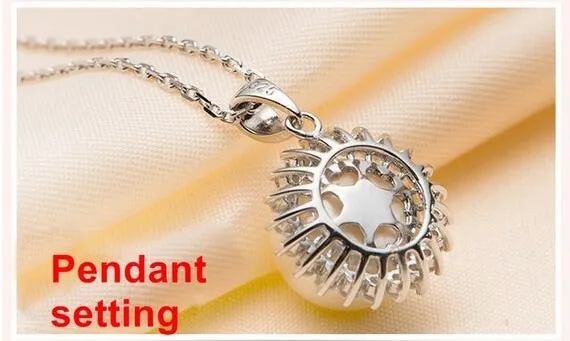 Necklace Pendant Setting Blank 9.5mm 1pc 1.8g 925 Sterling Silver Flower Shape Base for 1 Pearl Bead CZ Semi Mount Wholesale Available