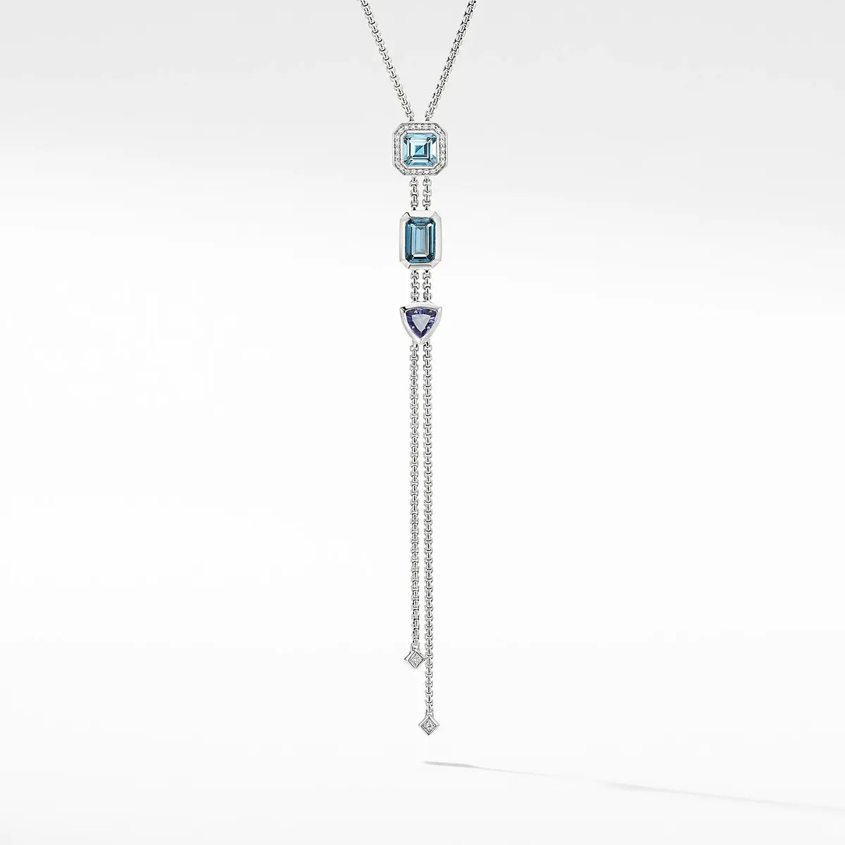 Novella Y Necklace with Blue Topaz and Pav√© Diamonds