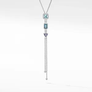 Novella Y Necklace with Blue Topaz and Pav√© Diamonds