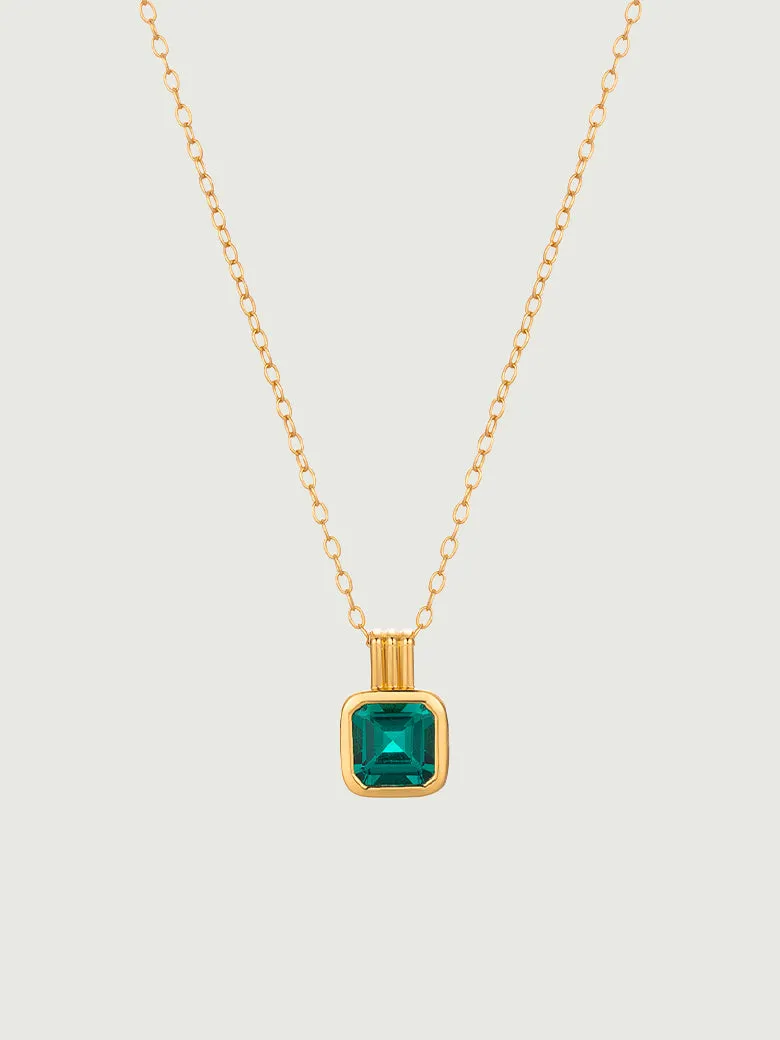 OBY Asscher Cut Emerald Charm Necklace