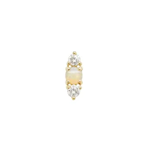Opal   Diamond Trio Threaded Flat Back Earring | 0.35GMS 0.15CTW | Single