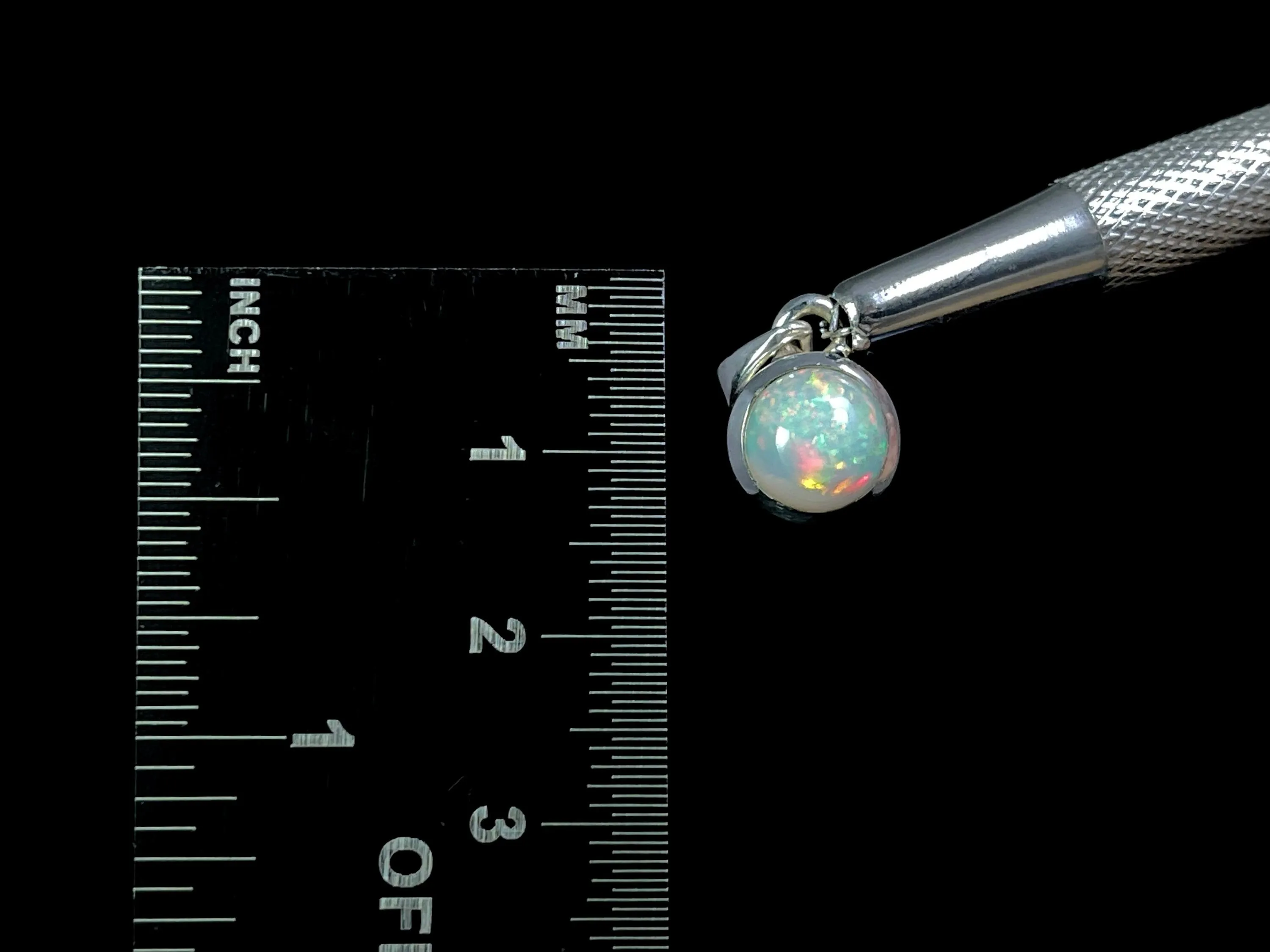 OPAL Pendant, Pinfire - Sterling Silver, 8mm Round Cabochon - Opal Necklace, Birthstone Necklace, Opal Jewelry, Welo Opal, 49098