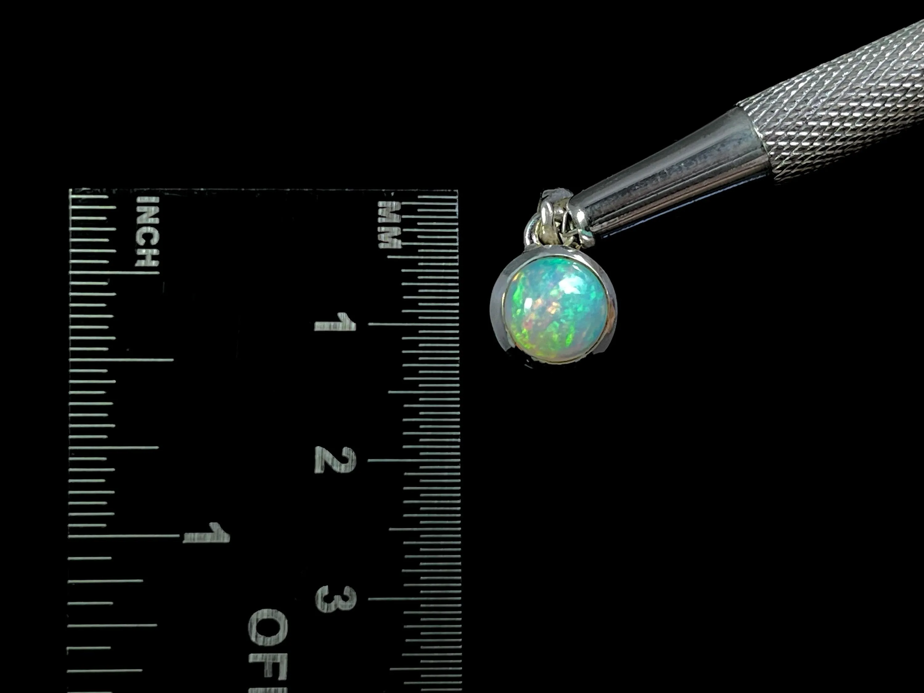 OPAL Pendant - Sterling Silver, 8mm Round Cabochon - Opal Necklace, Birthstone Necklace, Opal Jewelry, Welo Opal, 49099