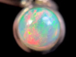 OPAL Pendant - Sterling Silver, 8mm Round Cabochon - Opal Necklace, Birthstone Necklace, Opal Jewelry, Welo Opal, 49099