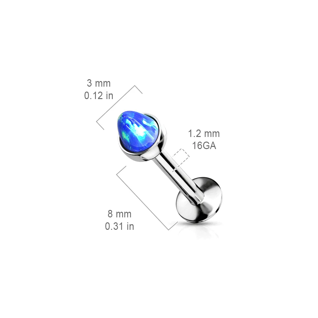 Opal Spike Internally Threaded Body Jewellery. Labret, Monroe, Tragus and Cartilage Earrings.