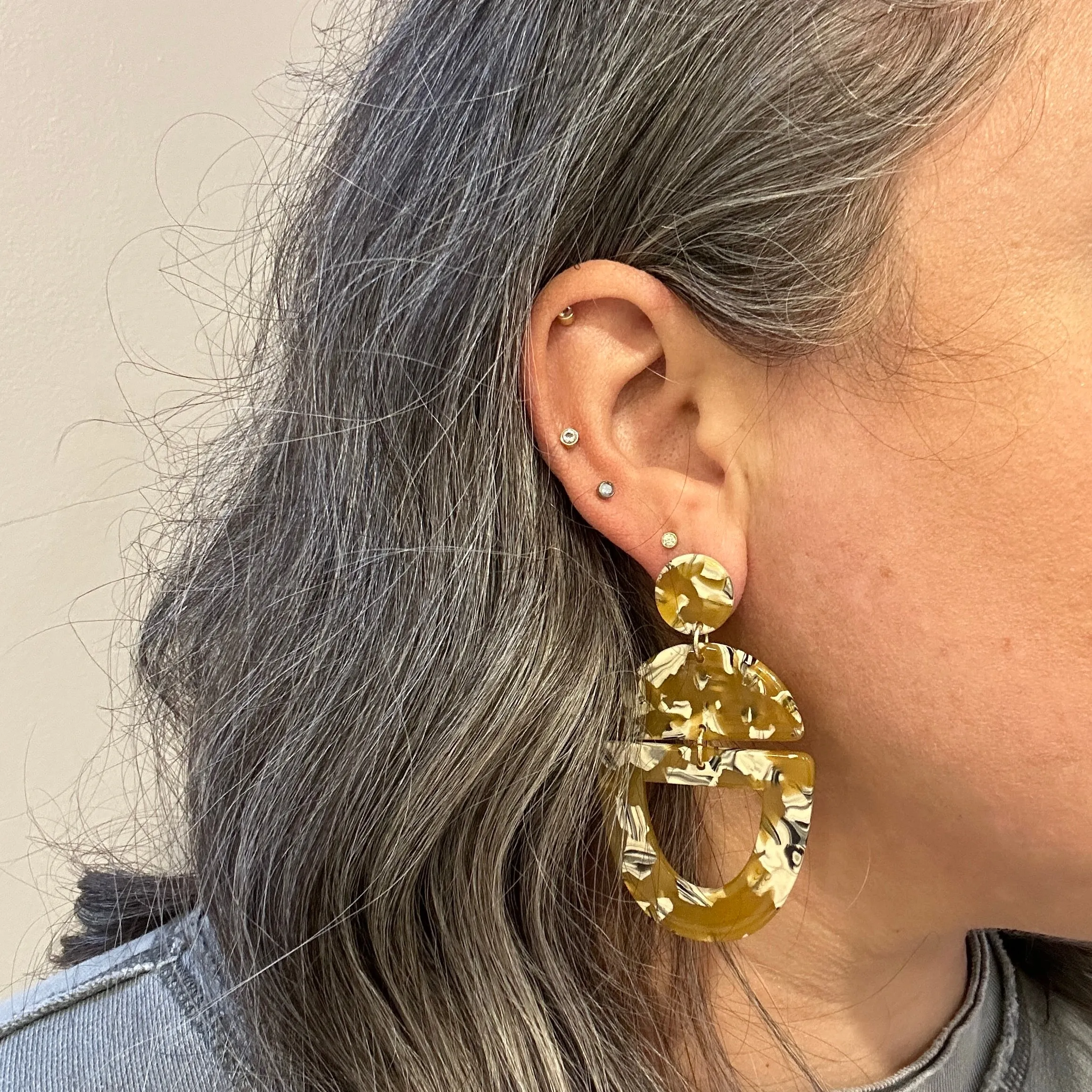 Open Tab Drop Earrings in Busy Bee