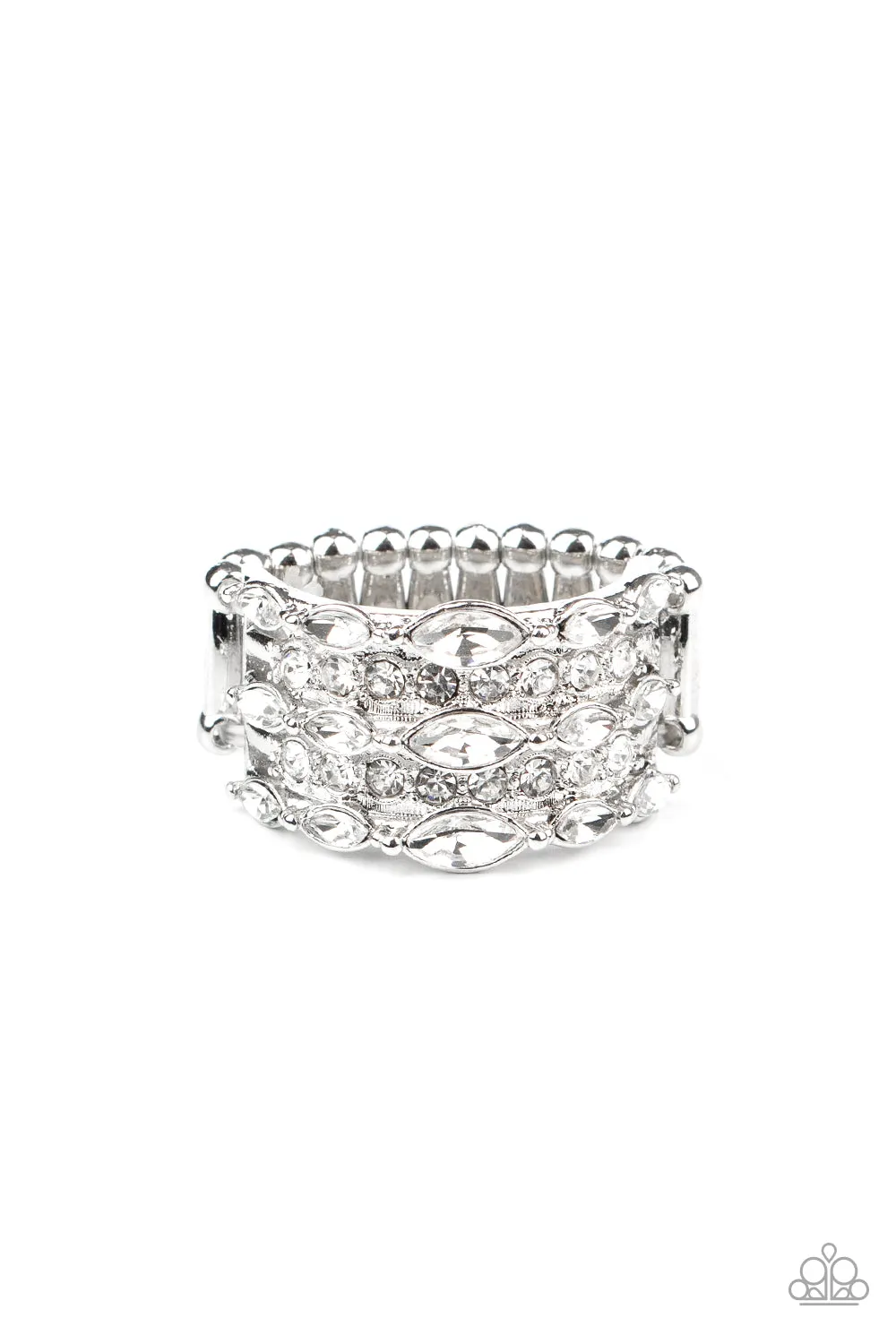 Paparazzi Diva Diadem White Ring - P4RE-WTXX-360XX