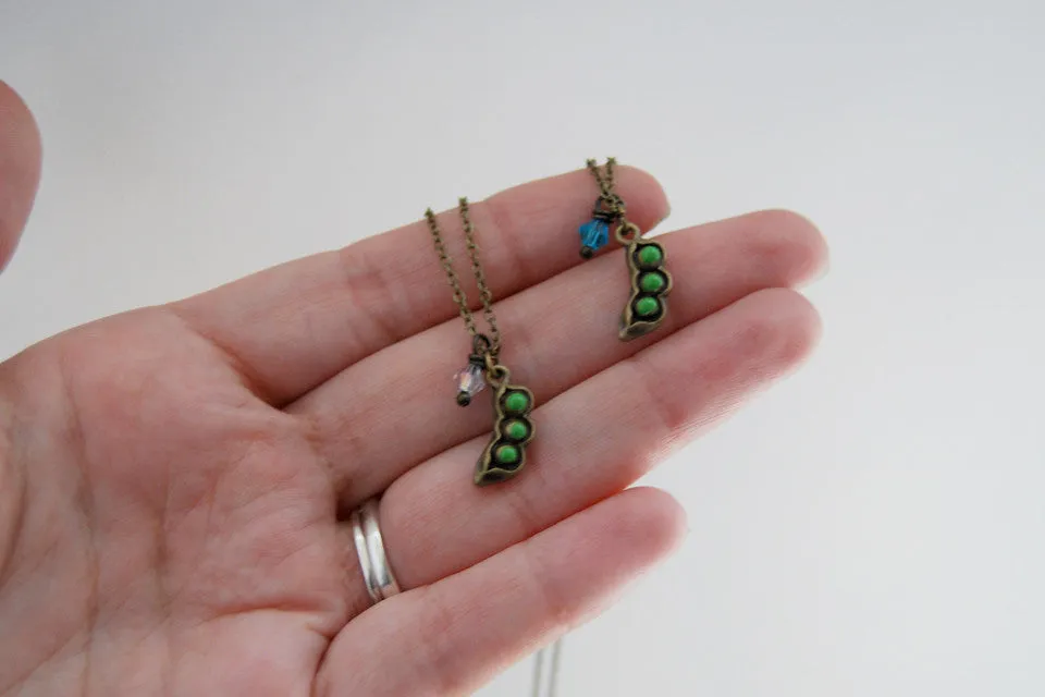 Peapod BFF Necklace (Sold Singly) | Brass Peapod Charm Necklace | Best Friend Necklace