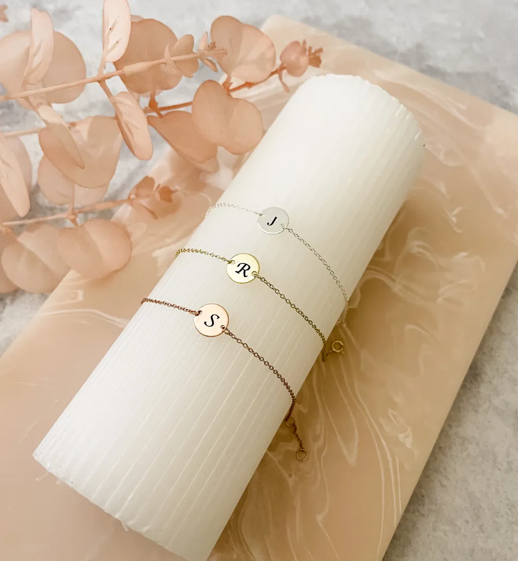Personalised Disc Initial Bracelet