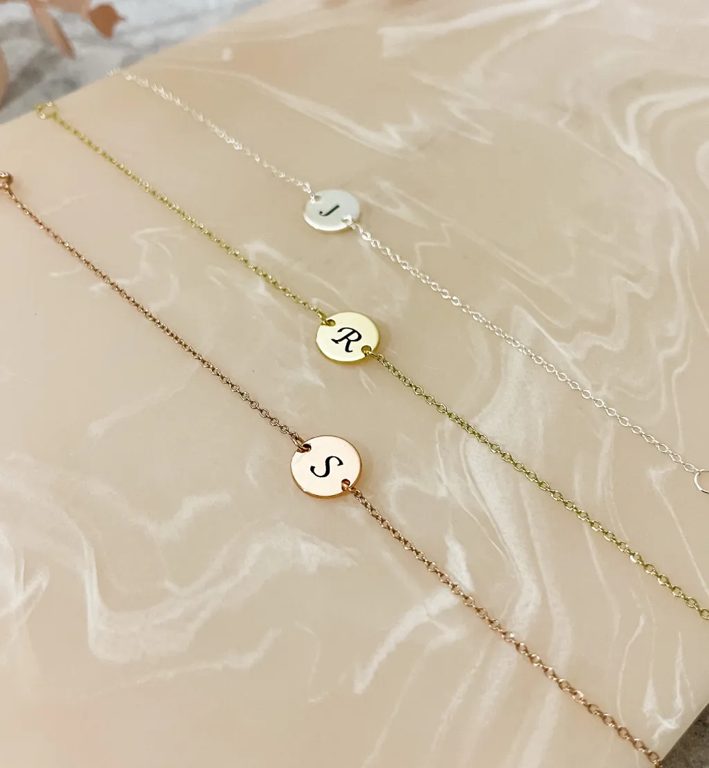 Personalised Disc Initial Bracelet