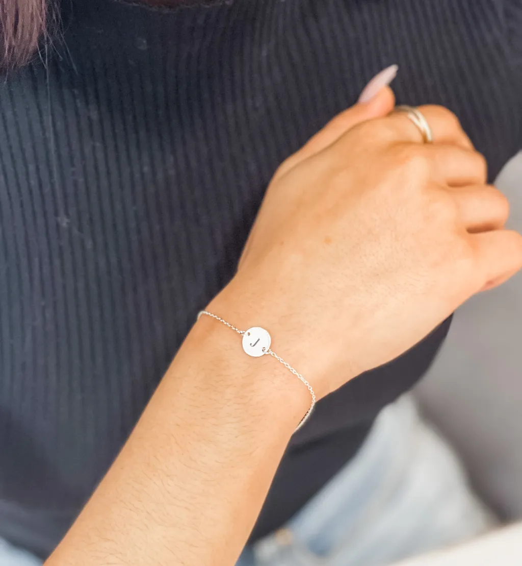 Personalised Disc Initial Bracelet