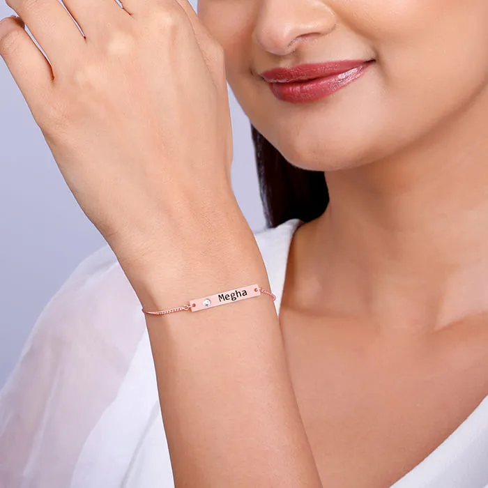 Personalised Rose Gold Engraved Name Bracelet