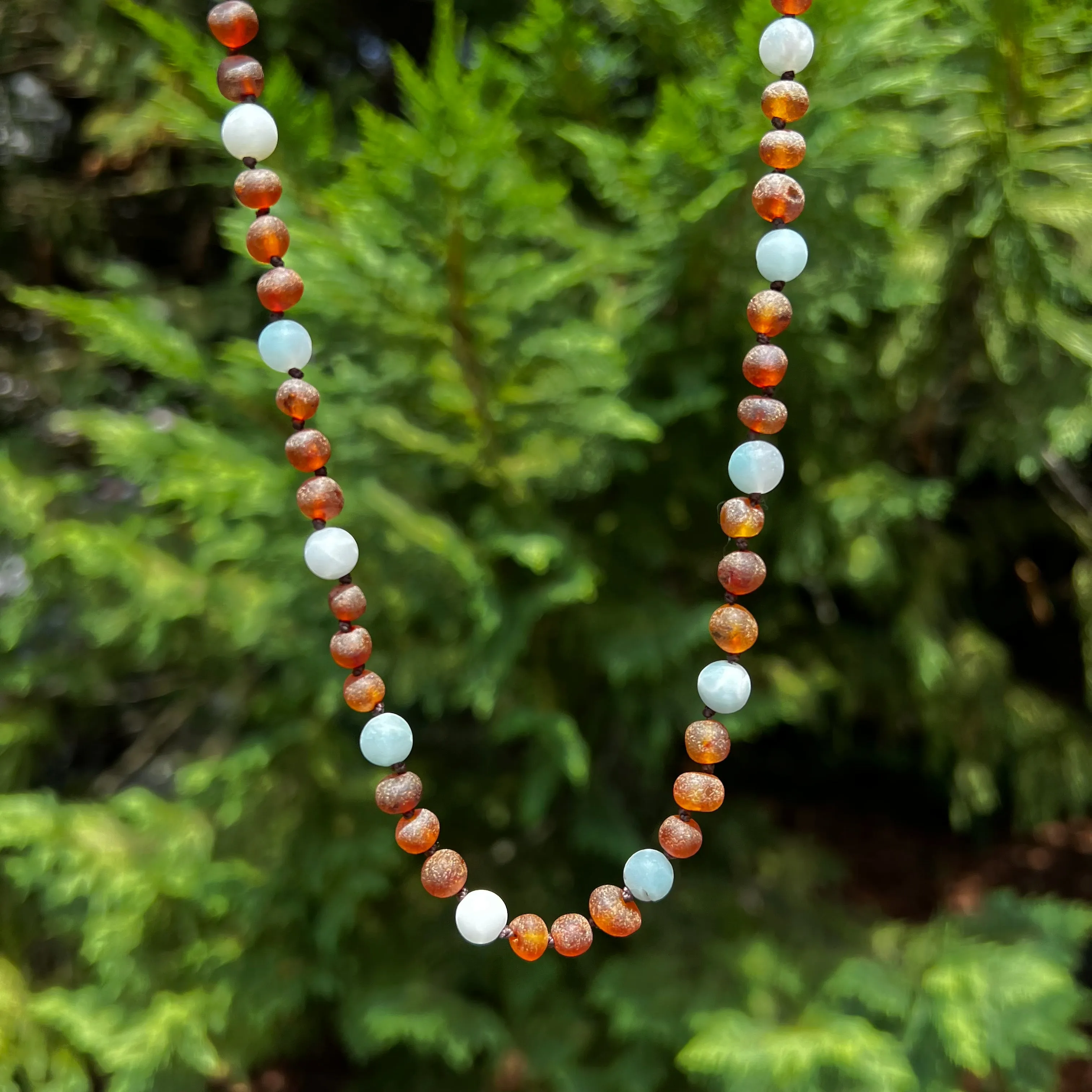 Pet | Amazonite   Raw Cognac Amber Collar