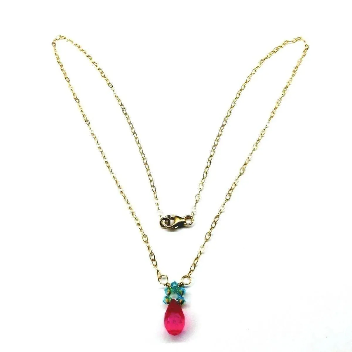 Pink and Turquoise Crystal Necklace
