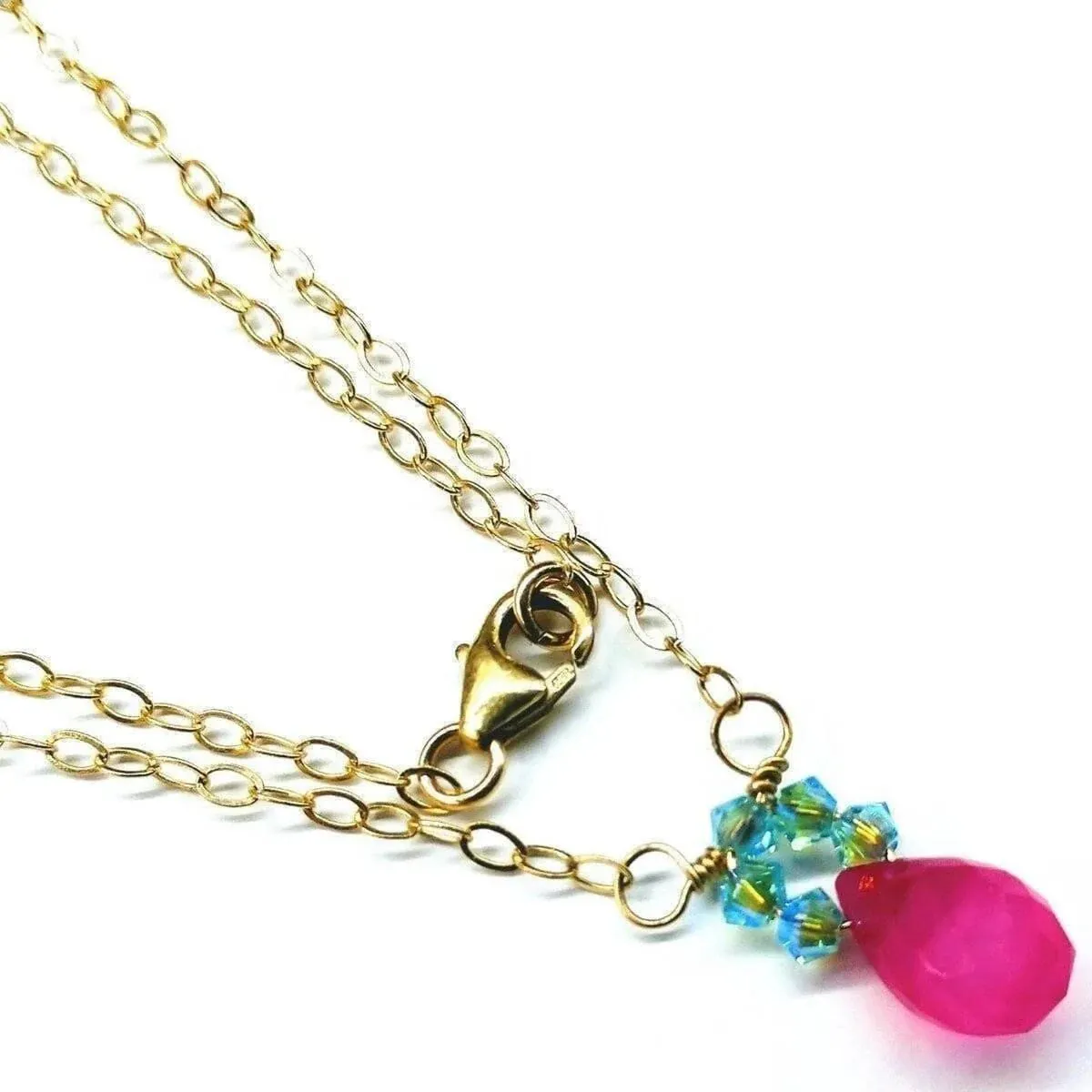 Pink and Turquoise Crystal Necklace