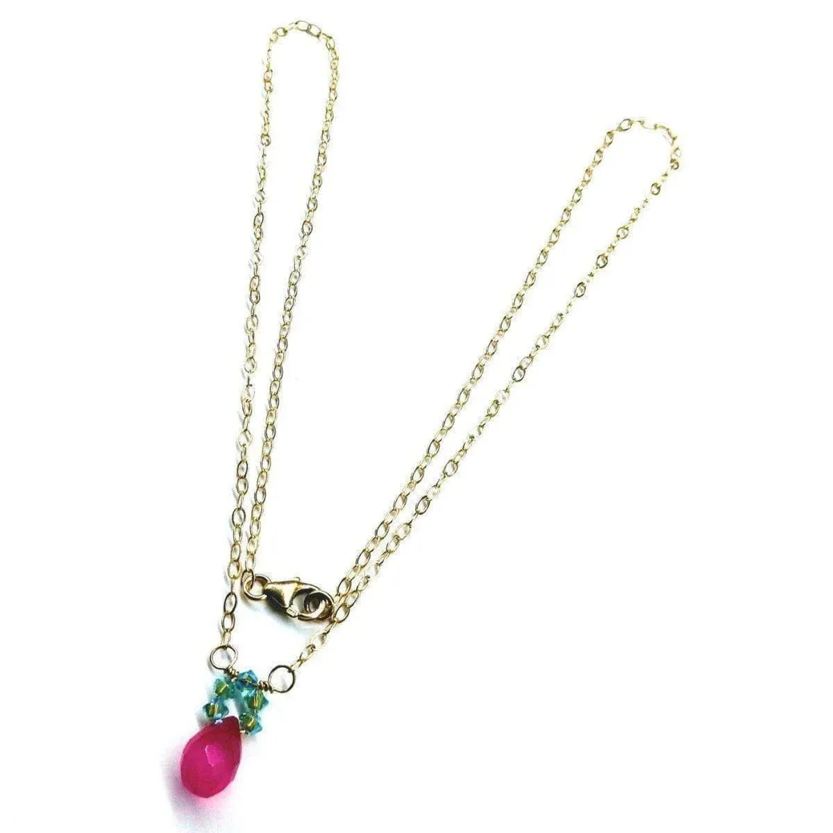 Pink and Turquoise Crystal Necklace