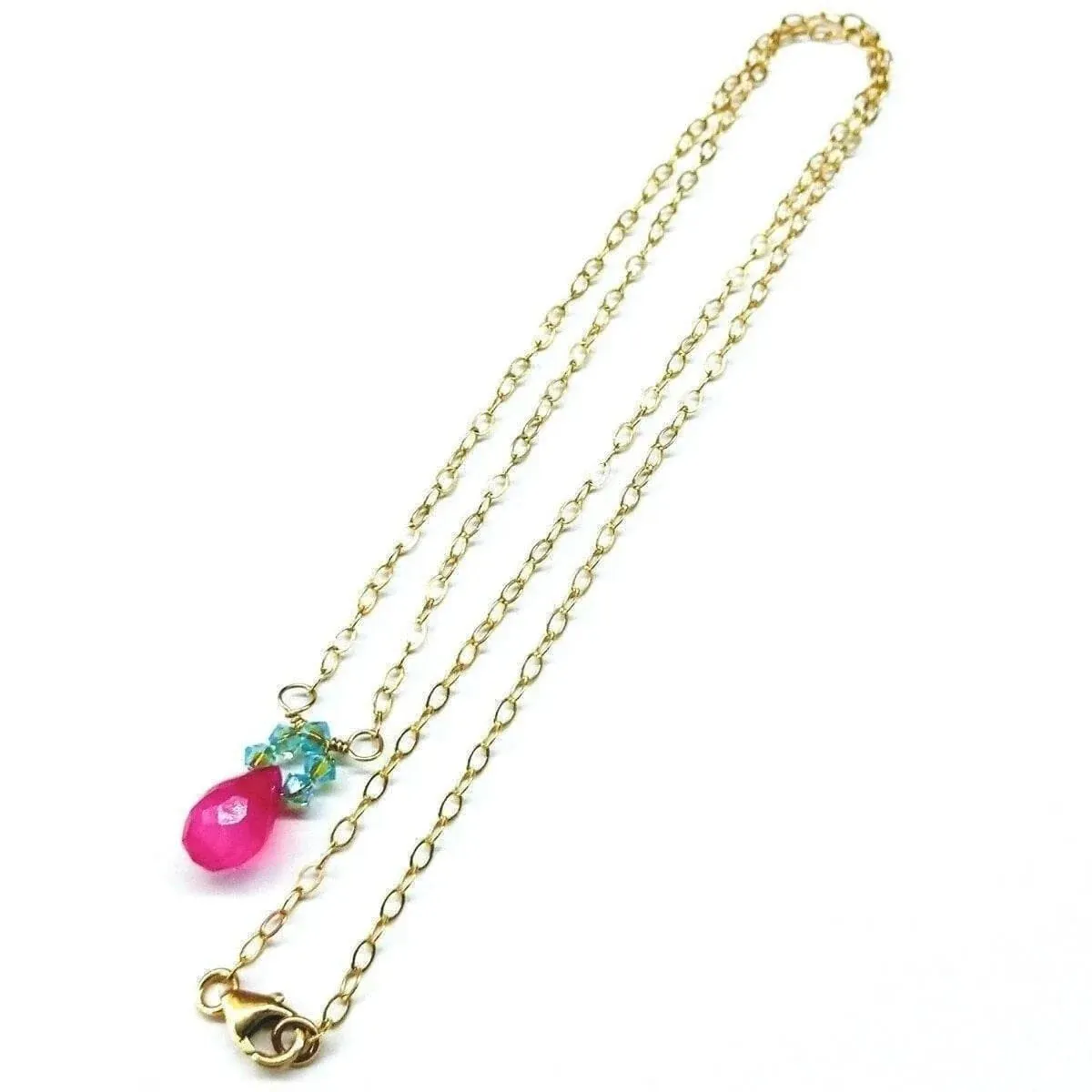 Pink and Turquoise Crystal Necklace