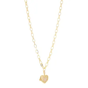 puffed heart pave butterfly locket