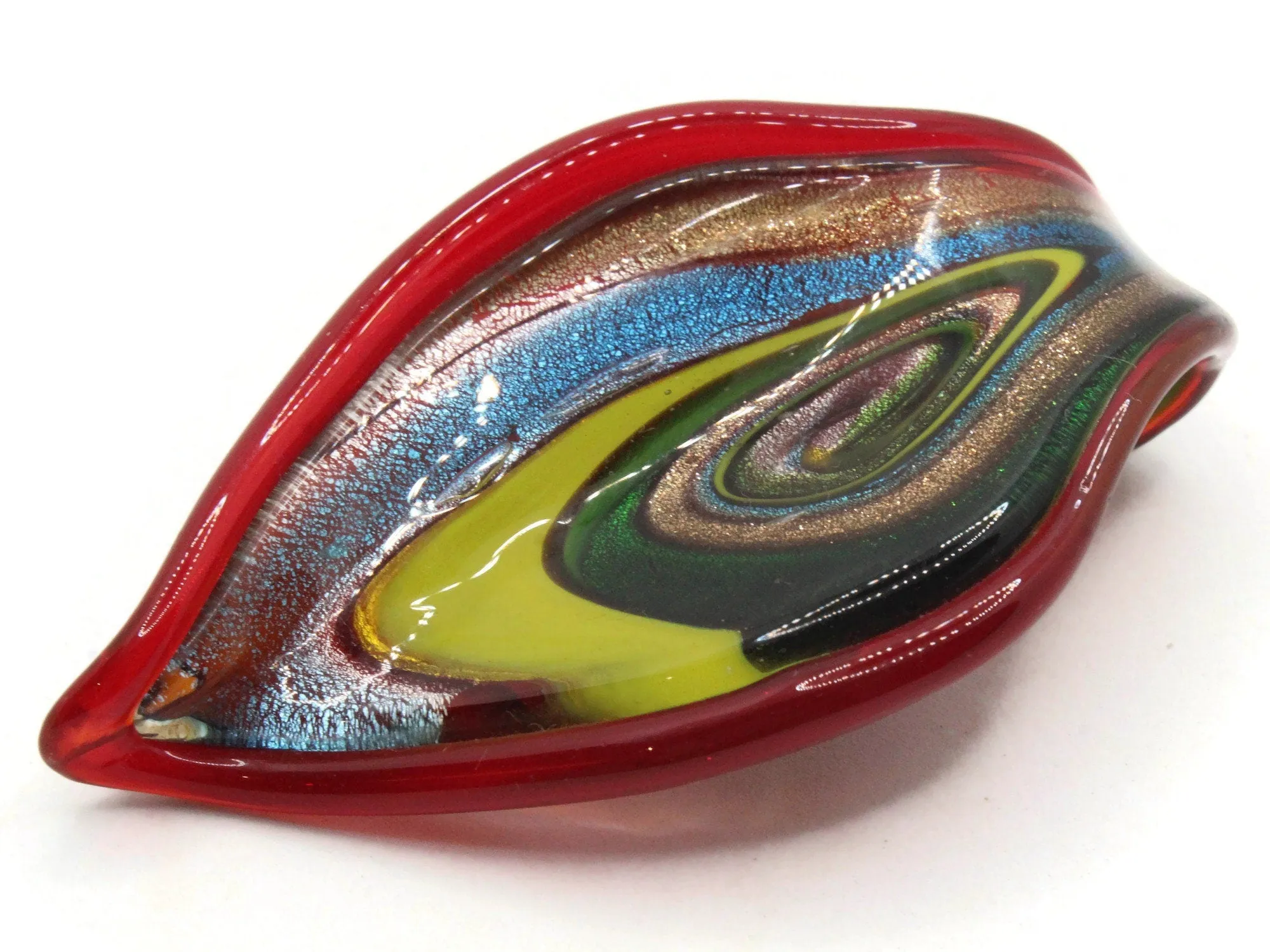 Red with Multi-color Spiral Foil Glass Pendant