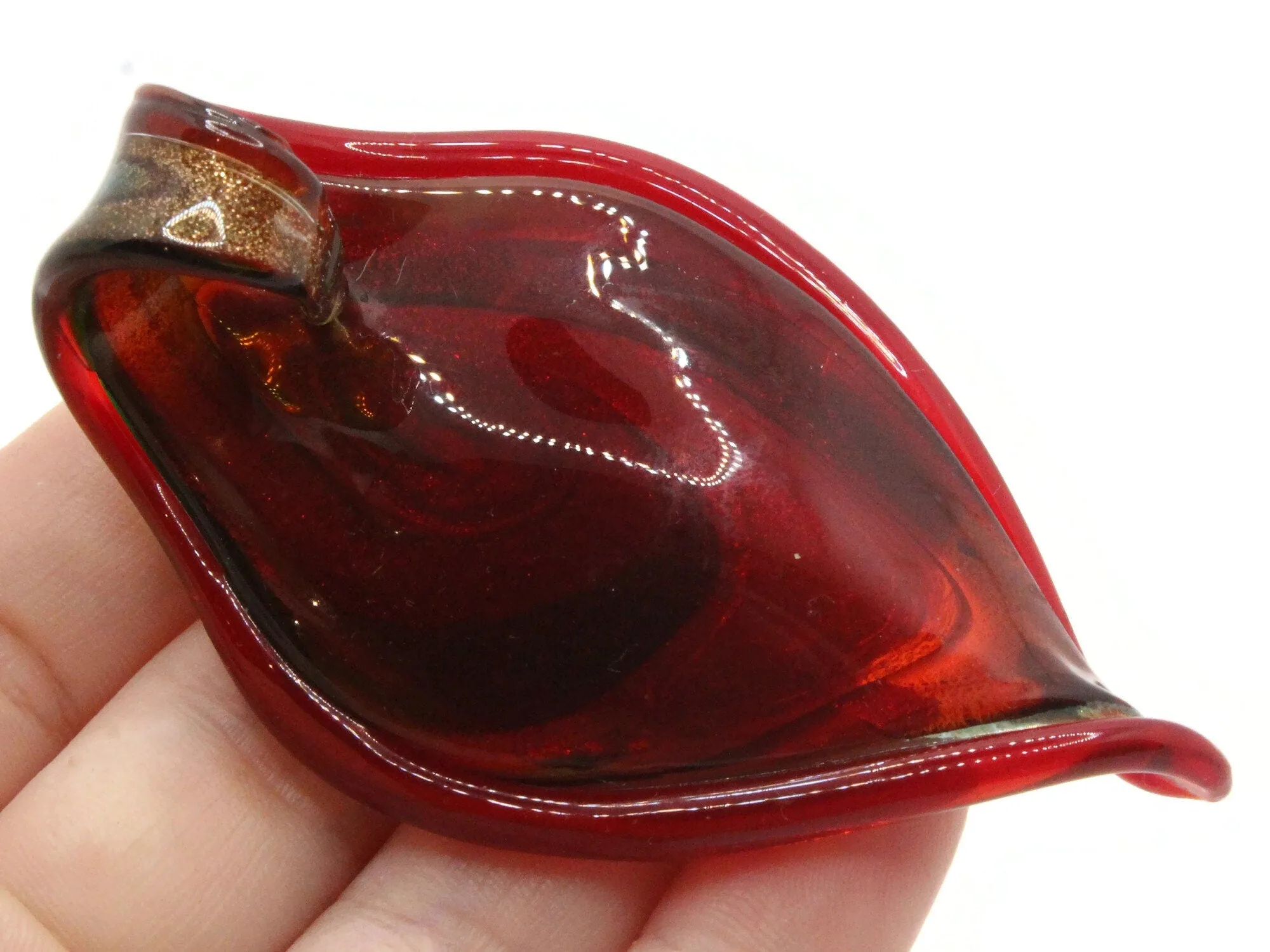 Red with Multi-color Spiral Foil Glass Pendant