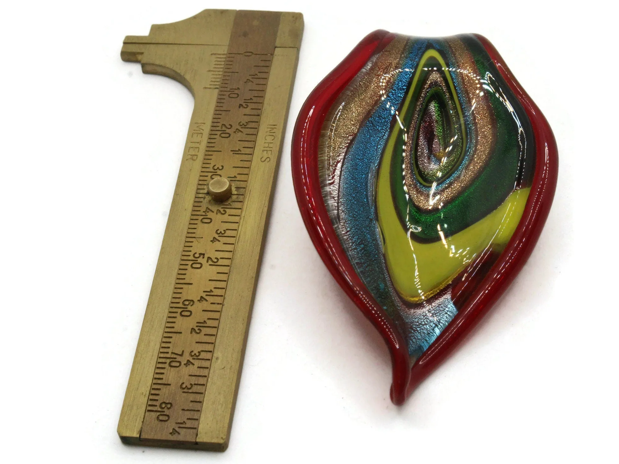 Red with Multi-color Spiral Foil Glass Pendant