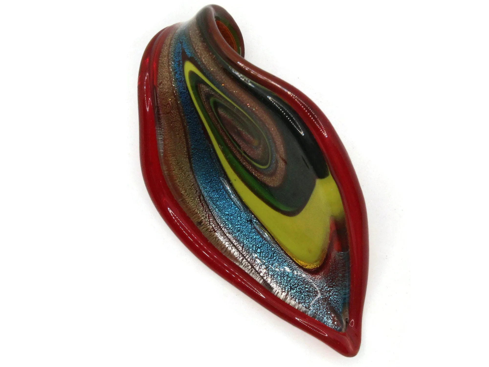 Red with Multi-color Spiral Foil Glass Pendant