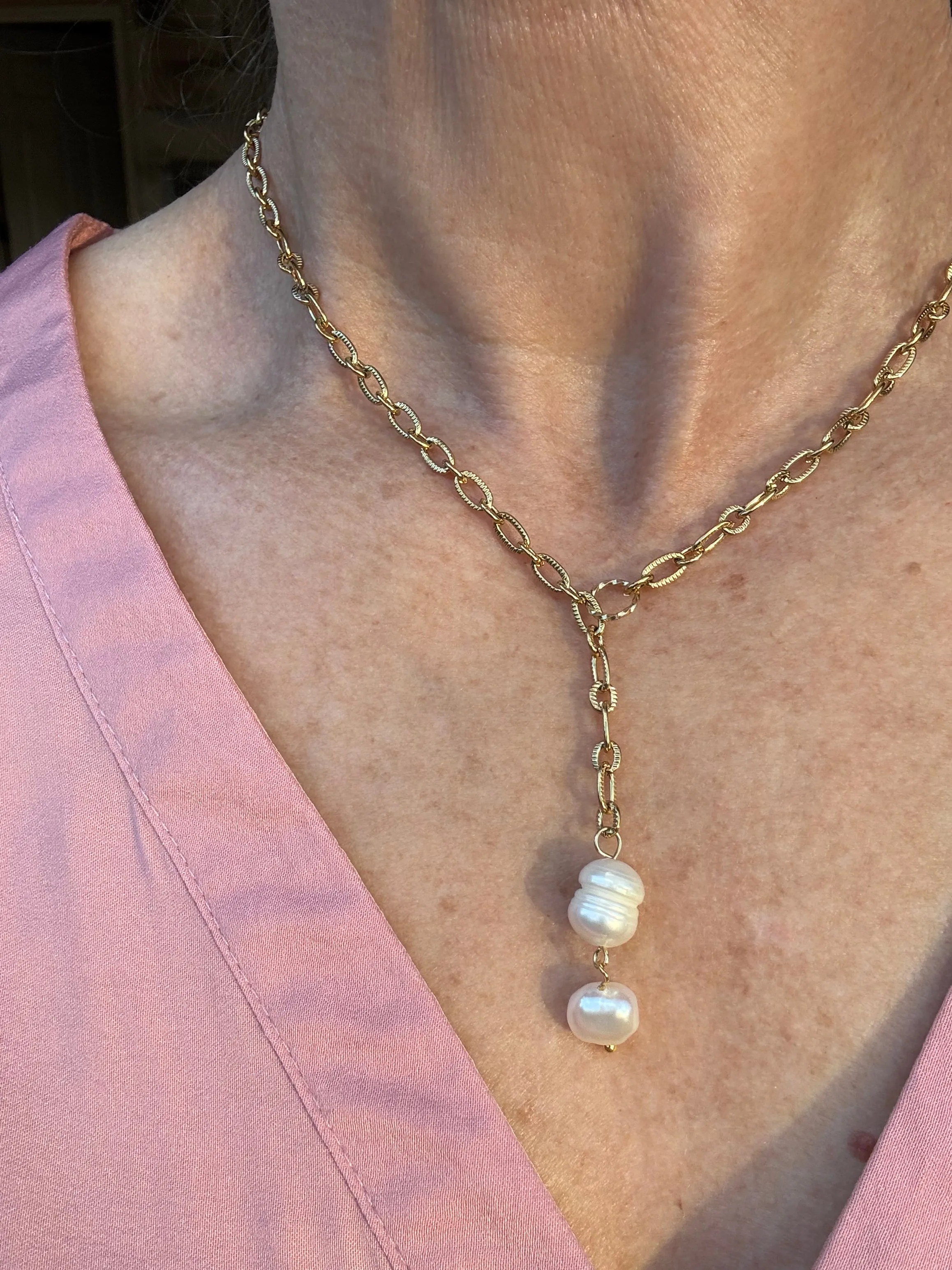 Riviera Freshwater Pearl Drop Lariat Style Necklace