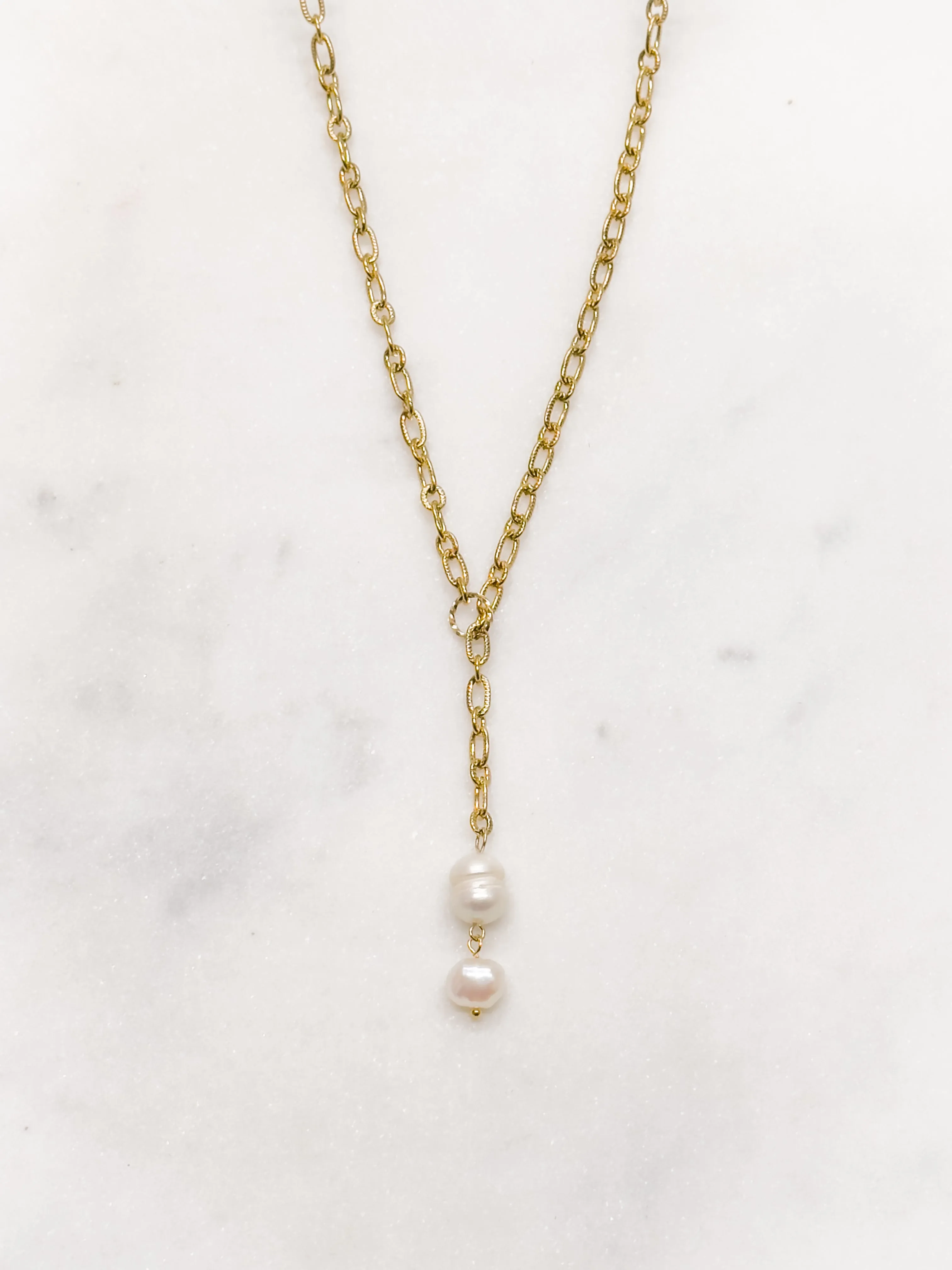 Riviera Freshwater Pearl Drop Lariat Style Necklace