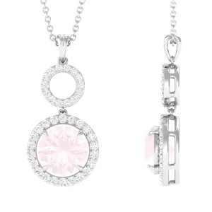 Rose Quartz and Diamond Dangle Pendant