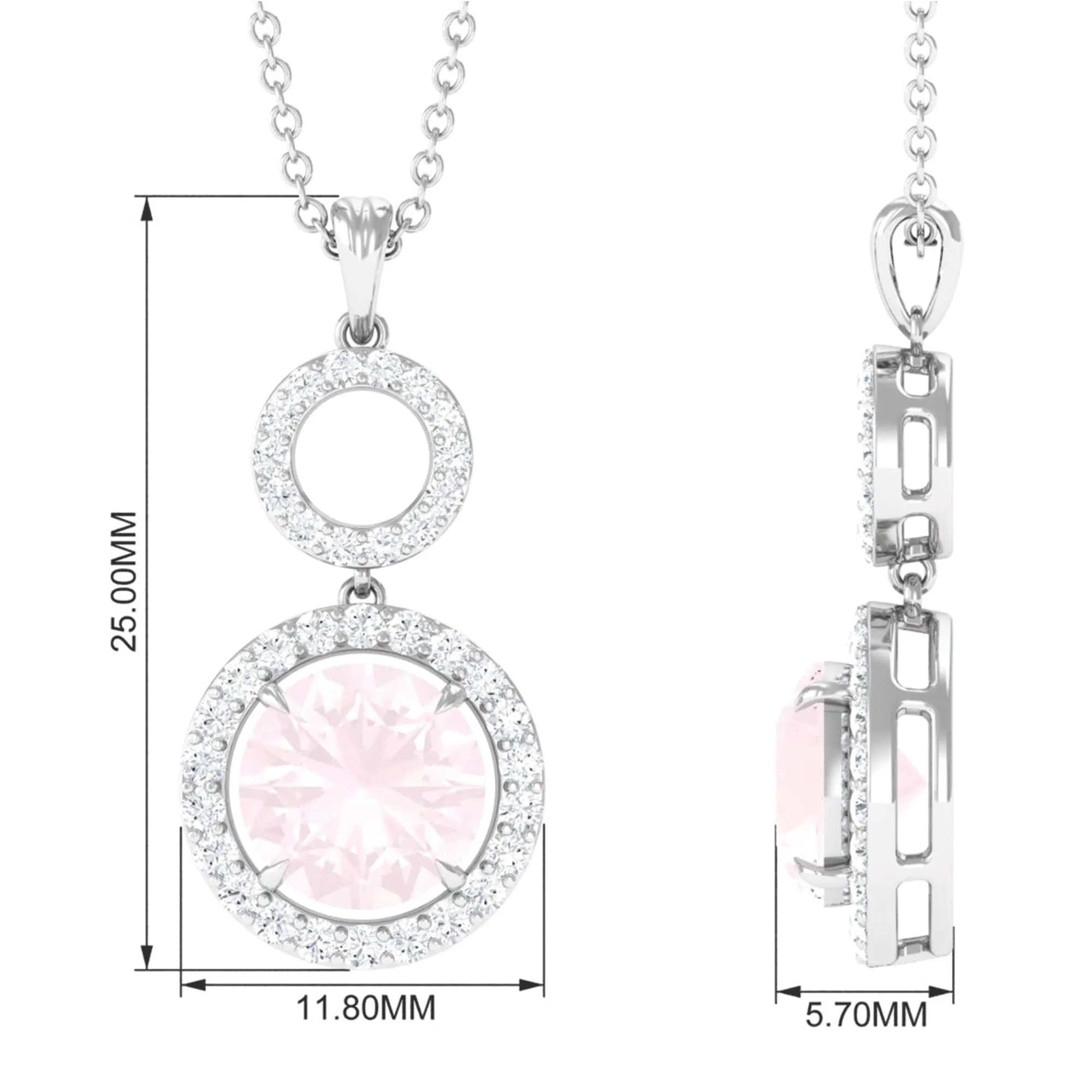 Rose Quartz and Diamond Dangle Pendant