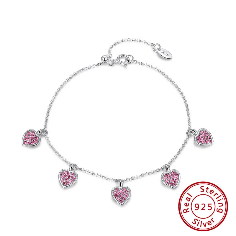 S925 Sterling Silver Bracelet Heart-shaped Grape Purple Zircon Adjustable